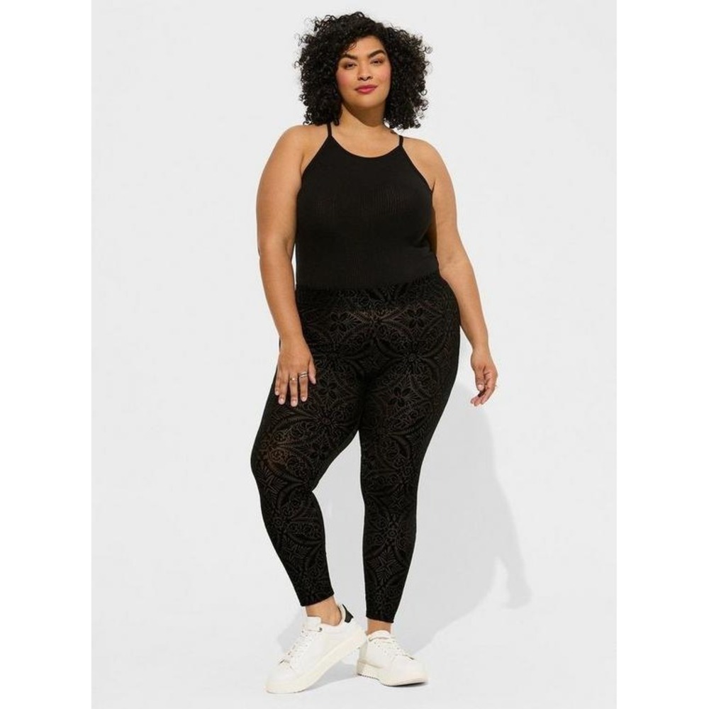 Torrid Black Velvet Burnout Leggings Plus Size Fashion Pants, Size 1X